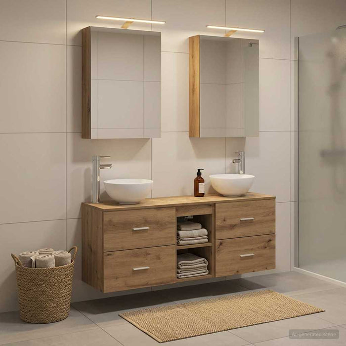Set dulap baie 5 buc. Stejar Artizanal Lemn prelucrat WALTI