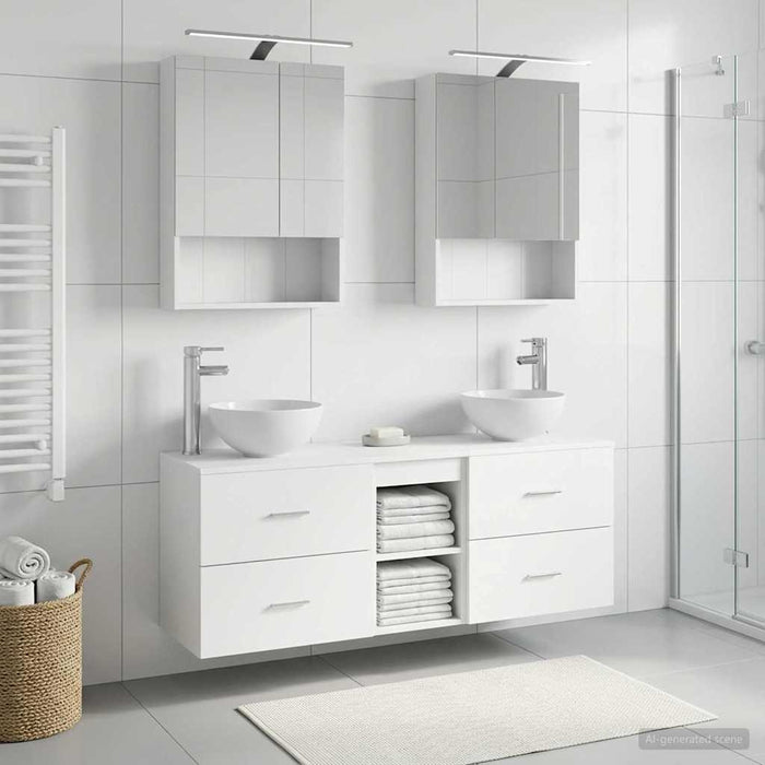 Set dulap baie 5 pcs Alb 50 x 14,5 x 70 cm Lemn prelucrat WALTI