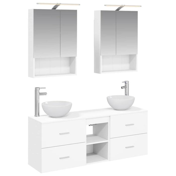 Set dulap baie 5 pcs Alb 50 x 14,5 x 70 cm Lemn prelucrat WALTI