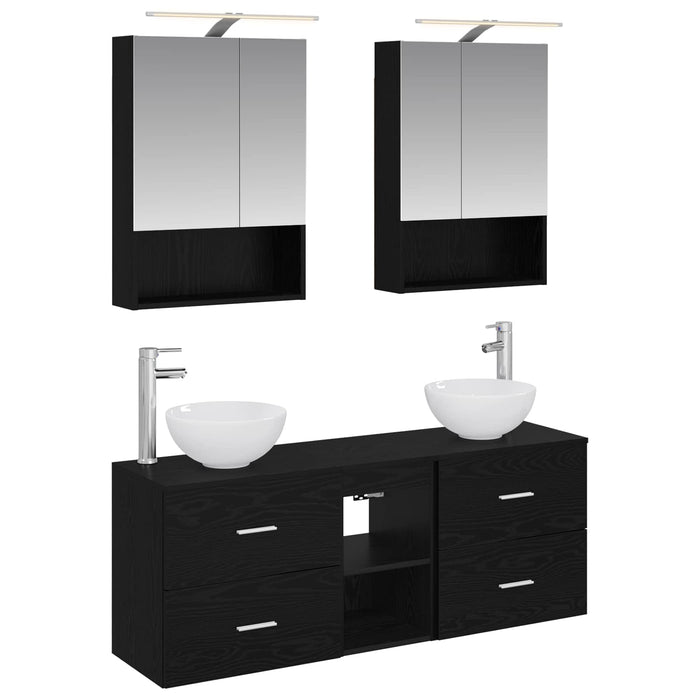 Set dulap baie 5 pcs Stejar Negru 50 x 14,5 x 70 cm WALTI