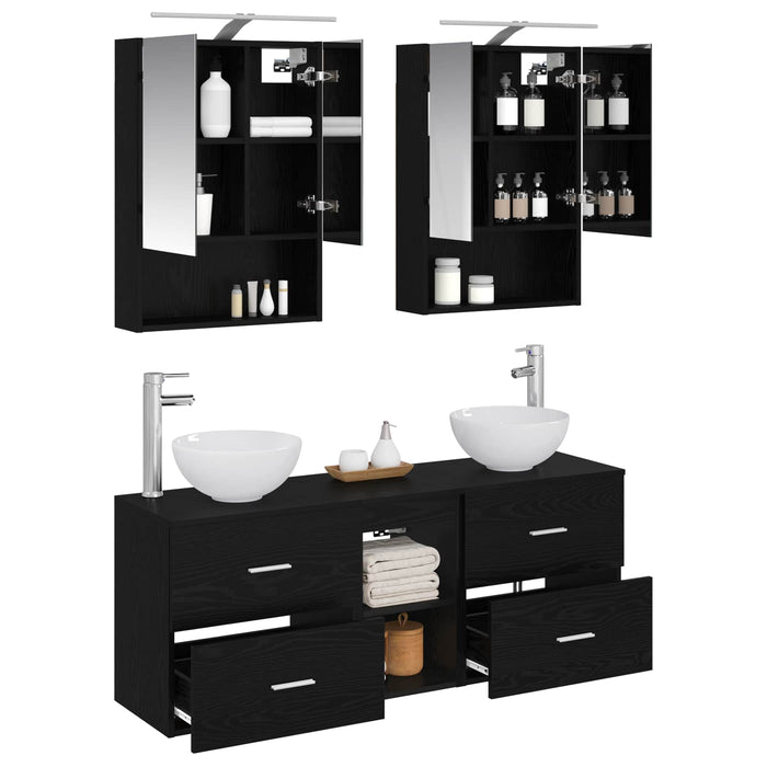 Set dulap baie 5 pcs Stejar Negru 50 x 14,5 x 70 cm WALTI