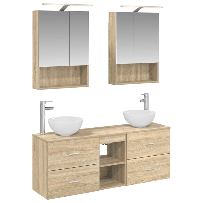 Set dulap baie 5 pcs Stejar Sonoma 50 x 14,5 x 70 cm WALTI