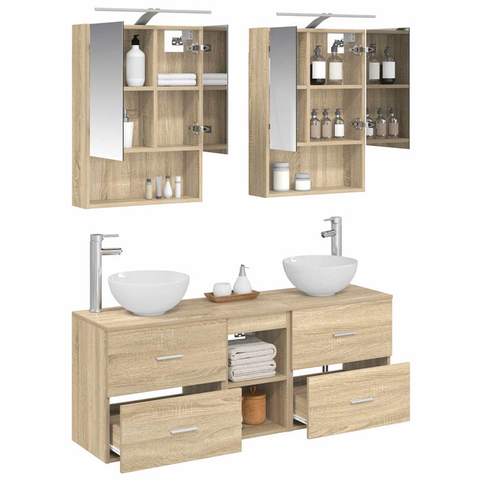 Set dulap baie 5 pcs Stejar Sonoma 50 x 14,5 x 70 cm WALTI