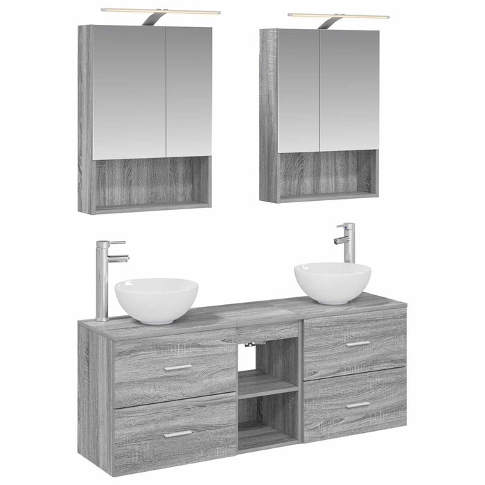 Set dulap baie 5 pcs Sonoma gri 50 x 14,5 x 70 cm WALTI
