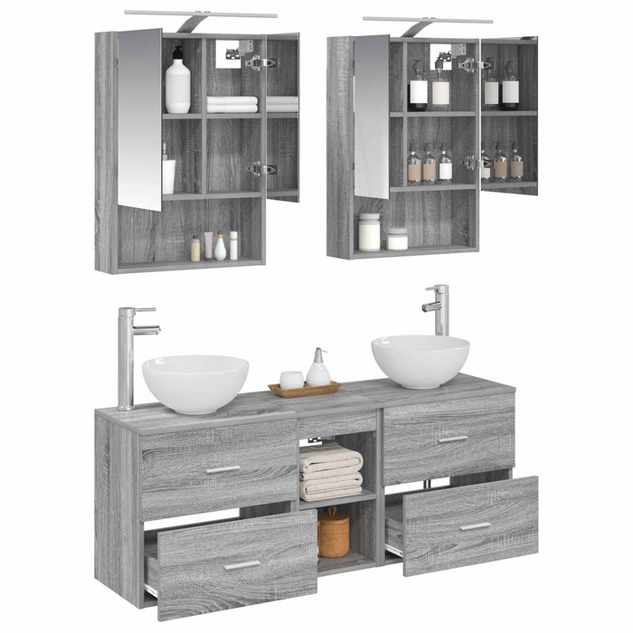 Set dulap baie 5 pcs Sonoma gri 50 x 14,5 x 70 cm WALTI