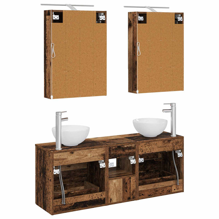 Set dulap baie 5 pcs Lemn vechi 50 x 14,5 x 70 cm WALTI