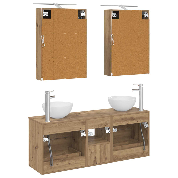 Set dulap baie 5 pcs Stejar Artizanal 50 x 14,5 x 70 cm WALTI