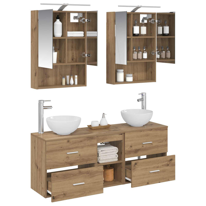 Set dulap baie 5 pcs Stejar Artizanal 50 x 14,5 x 70 cm WALTI