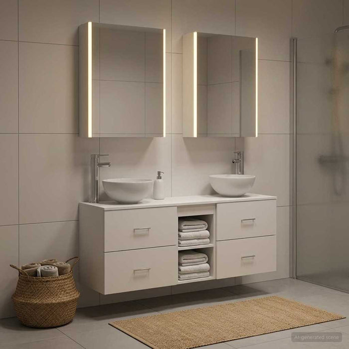 Set dulap baie 5 pcs Alb 53 x 15,5 x 70 cm Lemn prelucrat WALTI