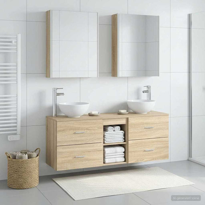 Set dulap baie 5 buc. Stejar Sonoma Lemn prelucrat - WALTI WALTI