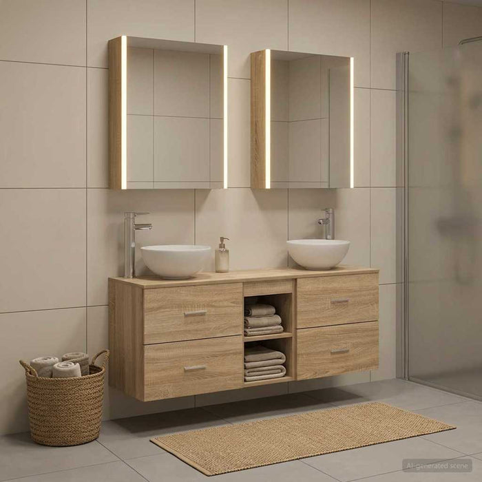 Set dulap baie 5 buc. Stejar Sonoma Lemn prelucrat - WALTI WALTI