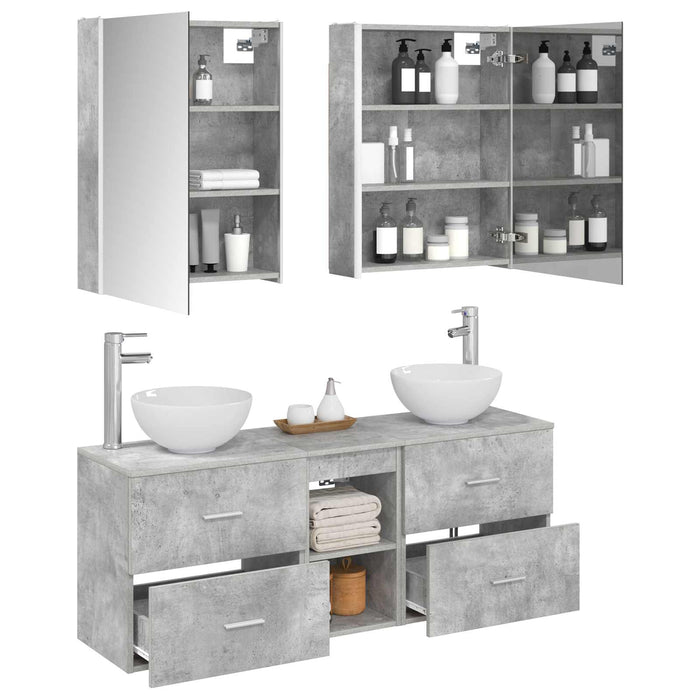 Set dulap baie 5 buc. Gri Beton Lemn prelucrat - WALTI WALTI