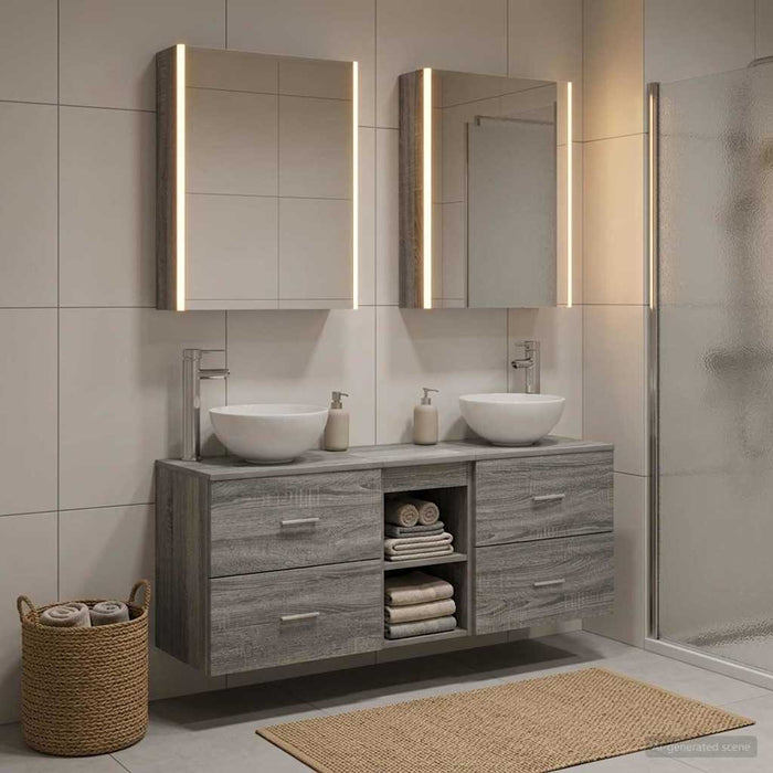 Set dulap baie 5 pcs Sonoma gri Lemn prelucrat WALTI