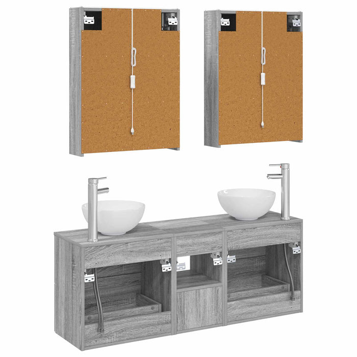Set dulap baie 5 pcs Sonoma gri Lemn prelucrat WALTI