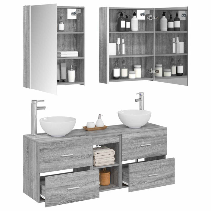 Set dulap baie 5 pcs Sonoma gri Lemn prelucrat WALTI