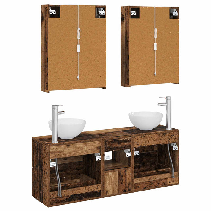 Set dulap baie 5 pcs Lemn vechi 53 x 15,5 x 70 cm WALTI