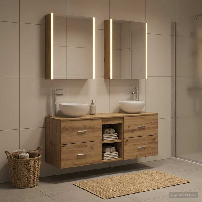 Set dulap baie 5 buc. Stejar Artizanal Lemn prelucrat WALTI