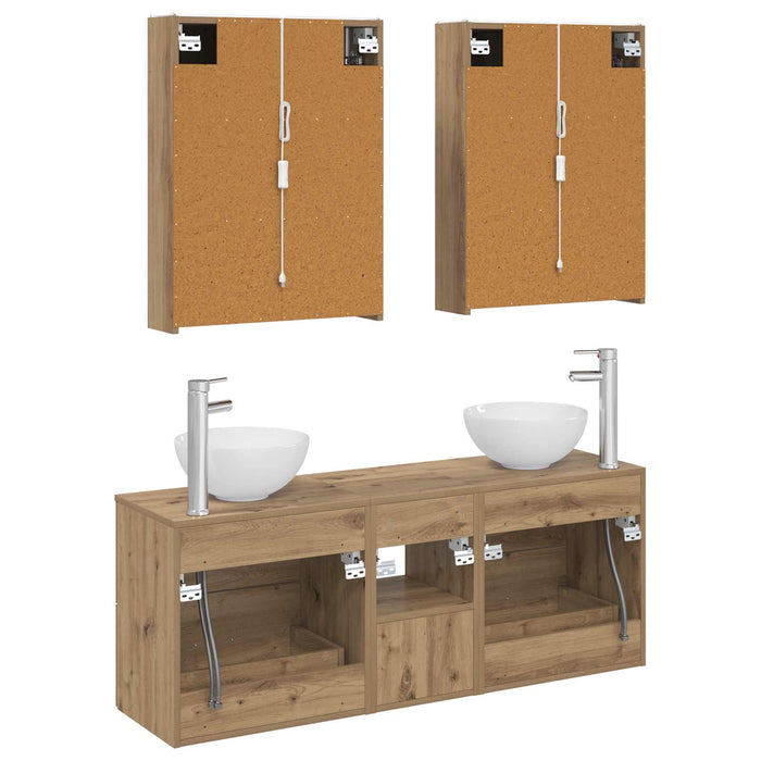 Set dulap baie 5 pcs Stejar Artizanal 53 x 15,5 x 70 cm WALTI