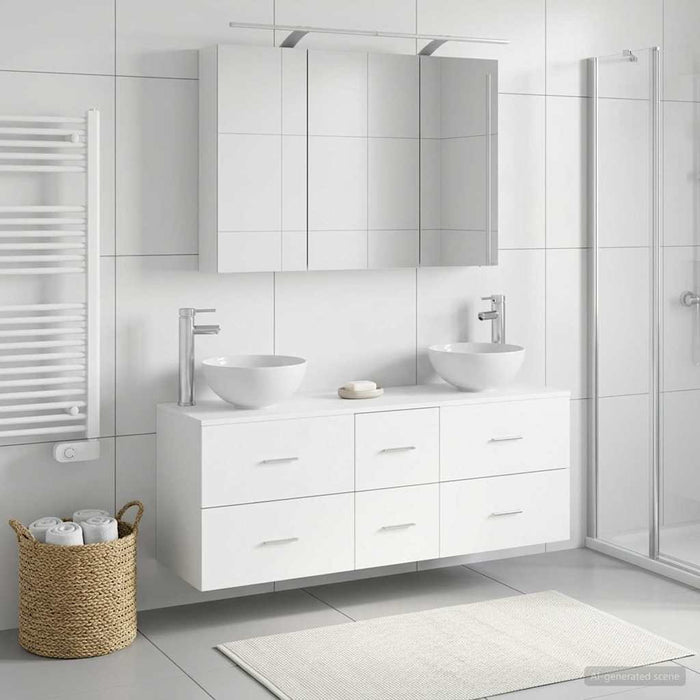 Set de mobilier pentru baie 4 buc. Alb Lemn prelucrat și sticlă WALTI