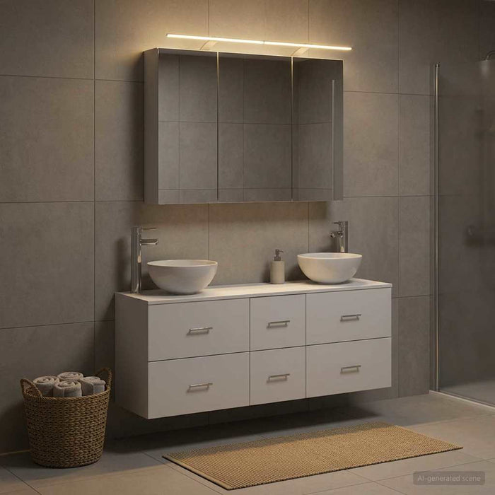 Set de mobilier pentru baie 4 buc. Alb Lemn prelucrat și sticlă WALTI
