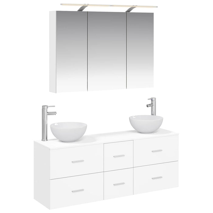 Set de mobilier pentru baie 4 pcs Alb Lemn prelucrat și sticlă WALTI