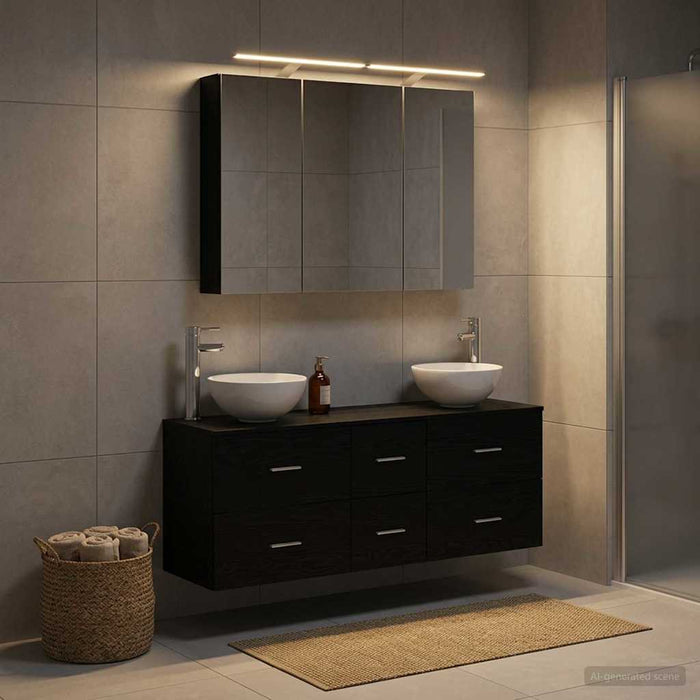Set de mobilier pentru baie 4 pcs Stejar Negru WALTI