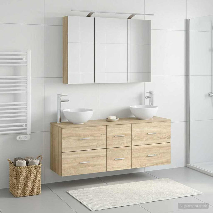 Set de mobilier pentru baie 4 pcs Stejar Sonoma WALTI
