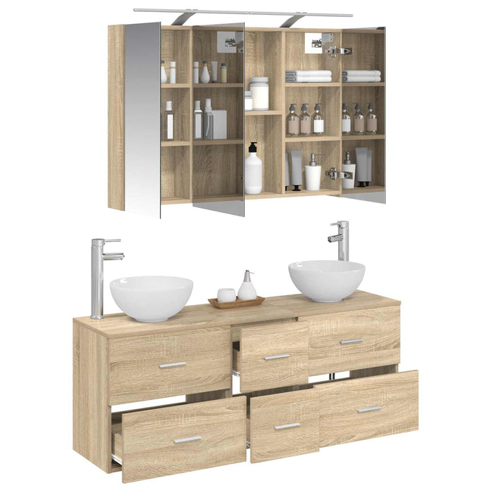 Set de mobilier pentru baie 4 pcs Stejar Sonoma WALTI
