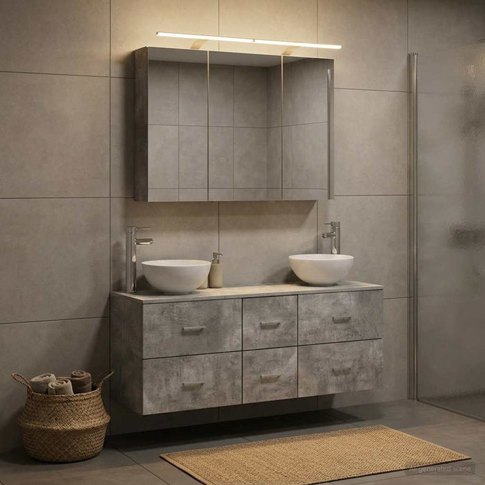 Set de mobilier pentru baie 4 pcs Gri Beton WALTI