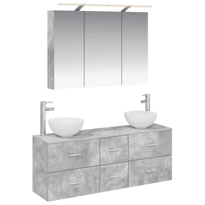 Set de mobilier pentru baie 4 pcs Gri Beton WALTI
