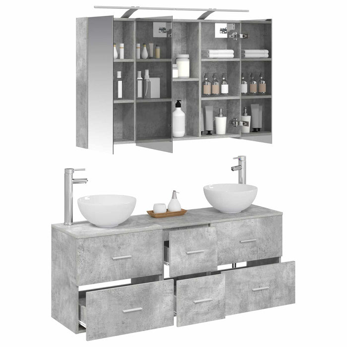 Set de mobilier pentru baie 4 pcs Gri Beton WALTI