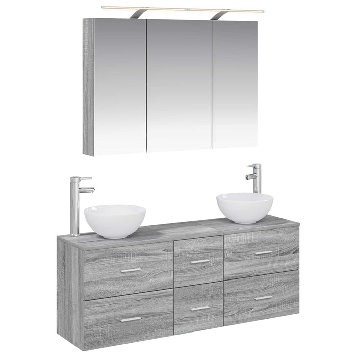 Set de mobilier pentru baie 4 pcs Sonoma gri WALTI