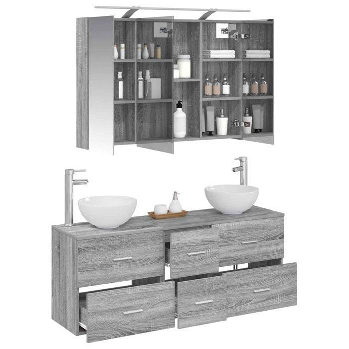 Set de mobilier pentru baie 4 pcs Sonoma gri WALTI