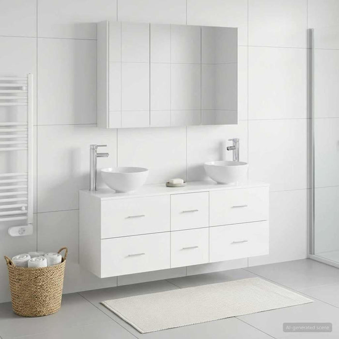 Set de mobilier pentru baie 4 buc. Alb Lemn prelucrat și sticlă WALTI
