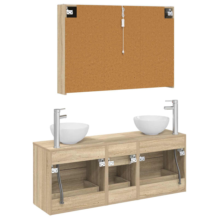 Set de mobilier pentru baie 4 pcs Stejar Sonoma WALTI