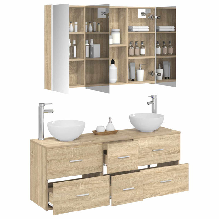 Set de mobilier pentru baie 4 pcs Stejar Sonoma WALTI