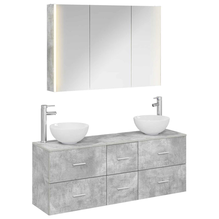 Set de mobilier pentru baie 4 pcs Gri Beton WALTI