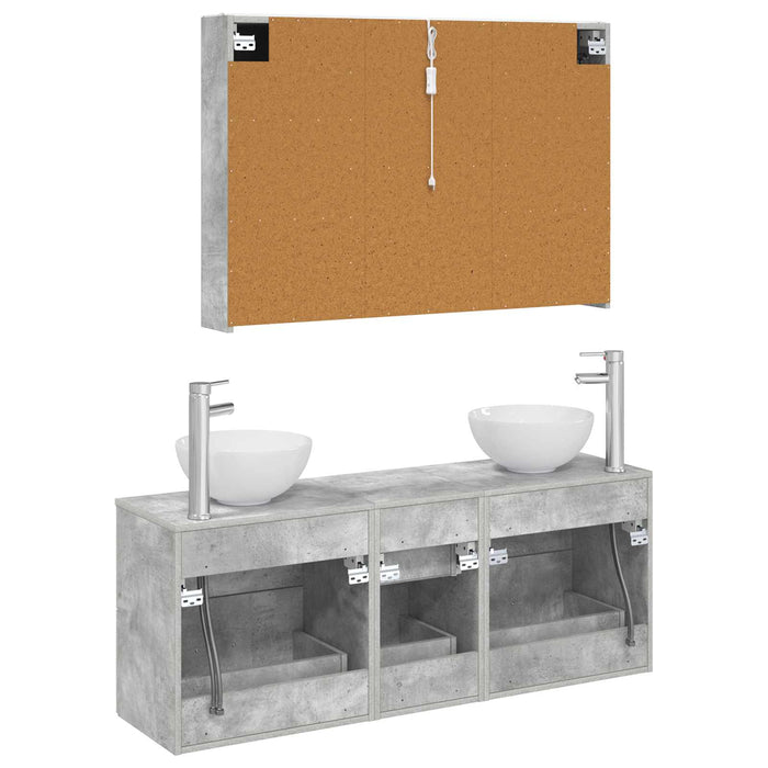 Set de mobilier pentru baie 4 pcs Gri Beton WALTI