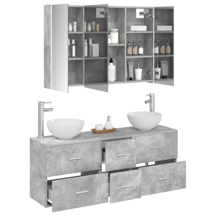 Set de mobilier pentru baie 4 pcs Gri Beton WALTI