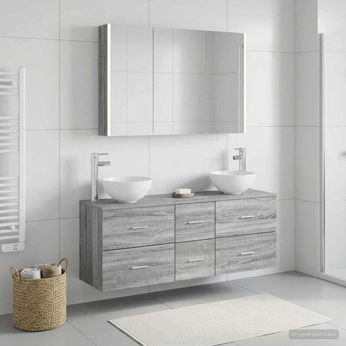 Set de mobilier pentru baie 4 buc. Sonoma gri WALTI