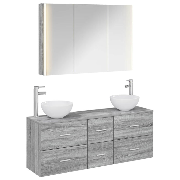 Set de mobilier pentru baie 4 pcs Sonoma gri WALTI