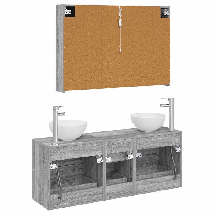 Set de mobilier pentru baie 4 pcs Sonoma gri WALTI