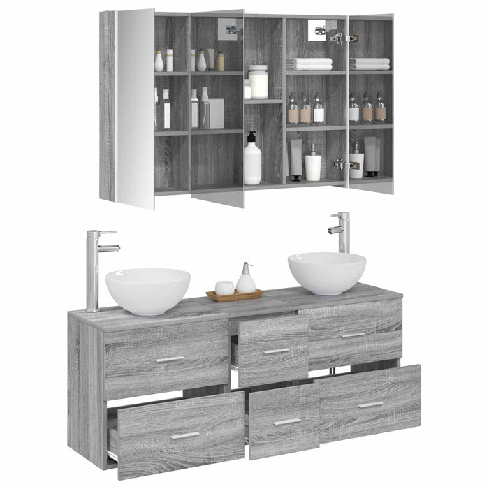 Set de mobilier pentru baie 4 pcs Sonoma gri WALTI