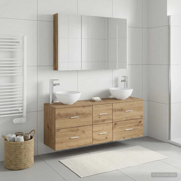 Set de mobilier pentru baie 4 buc. Stejar Artizanal WALTI