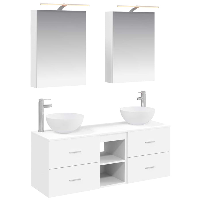 Set de mobilier pentru baie 5 pcs Alb Lemn prelucrat și sticlă WALTI