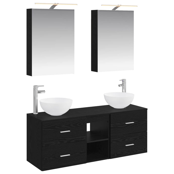 Set de mobilier pentru baie 5 pcs Stejar Negru WALTI