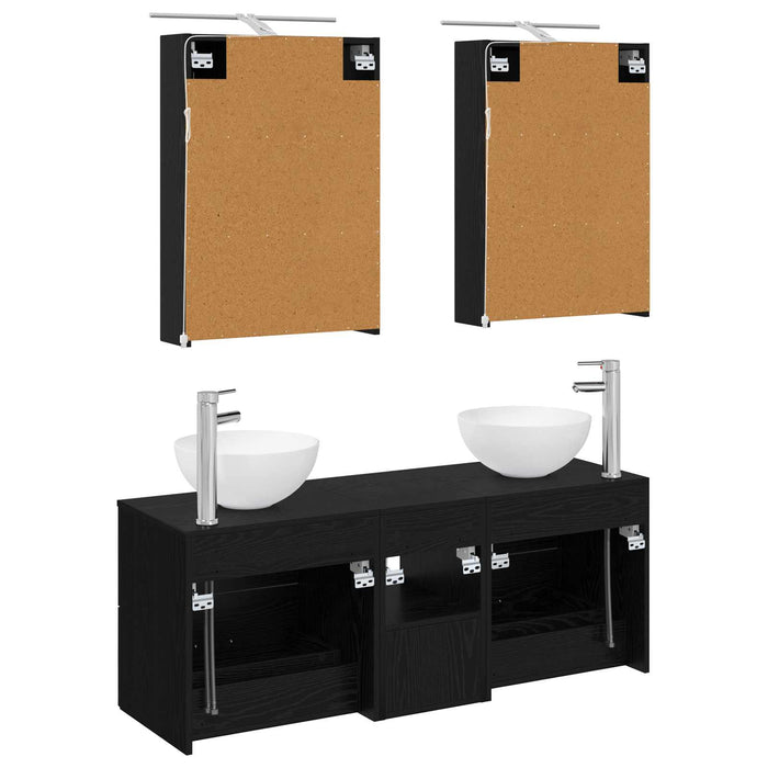 Set de mobilier pentru baie 5 pcs Stejar Negru WALTI