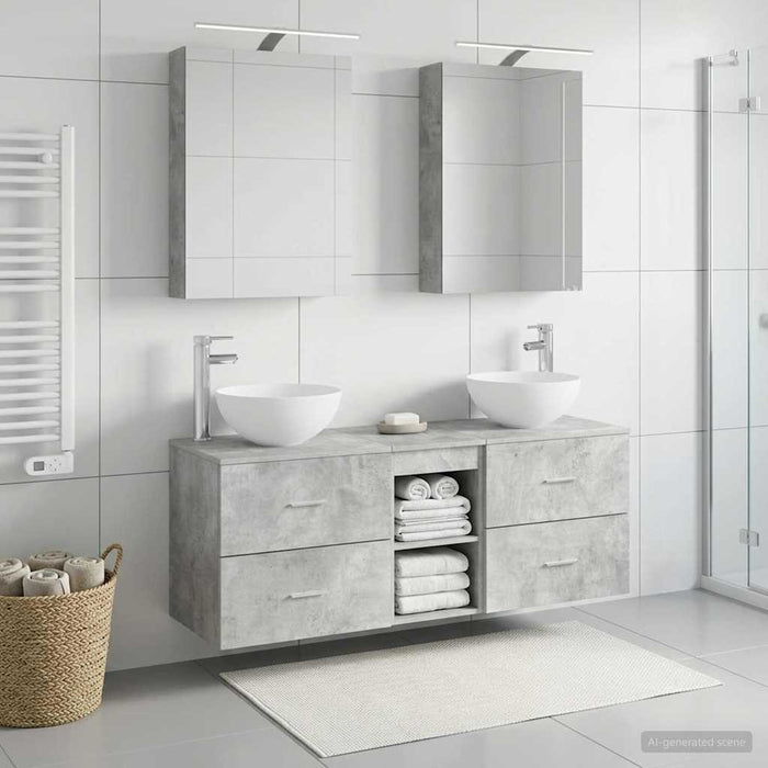 Set de mobilier pentru baie 5 pcs Gri Beton WALTI