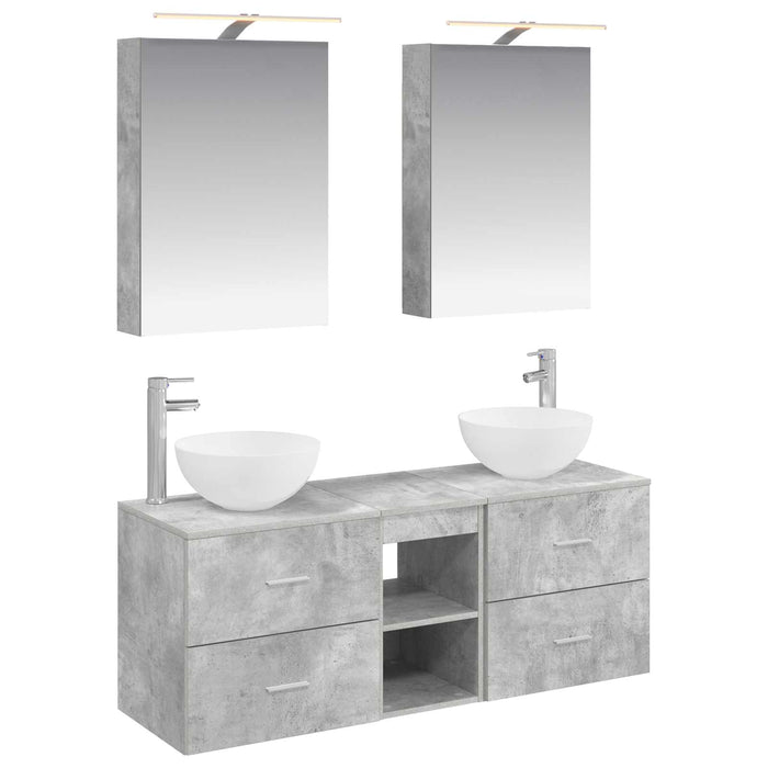 Set de mobilier pentru baie 5 pcs Gri Beton WALTI