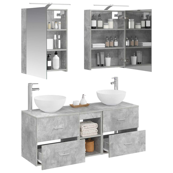 Set de mobilier pentru baie 5 pcs Gri Beton WALTI